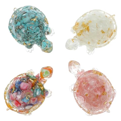 Set 4 Figuras Tortuga Cristal Decorativas Mini