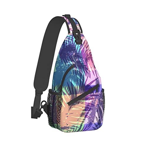 Hawaii Hawaiian Sling Bag,Multipurpose Crossbody Backpack Shoulder Chest Bag for Women Men Travel Hiking Daypack2