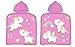 BrandMac Poncho da bagno per bambini, con cappuccio, con unicorno, stelle, cuori e arcobaleno, 50 x 100 cm, 100% cotone