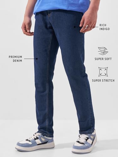 Image of Highlander Mens Tapered Fit Denim Jeans for Man|Regular Length|Mid-Rise|Stretchable Fabric | Jeans for Man | Men Jeans
