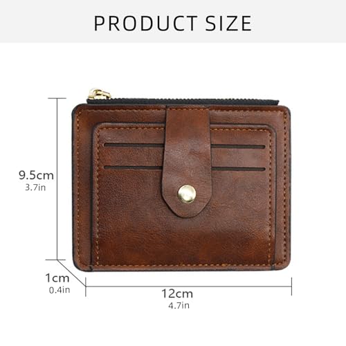 Men's Vintage PU Leather Compact Wallet with Zippered Coin Pocket and Credit Card Holder (Black)3