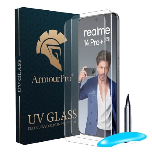 Image of ArmourPro Military Grade UV Tempered Glass Compatible For Realme 14 Pro Plus, P3 Pro and P3 Ultra 5G (6.83 Inch) With Easy UV Installation Kit | Edge To Edge Coverage | Crystal Clear, Pack of 2