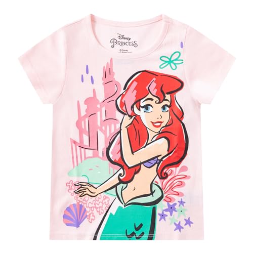 Disney Princess Ariel, Cinderella, Belle, Girls 3 Piece Short Sleeve T-Shirt for Toddler and Big Kids4