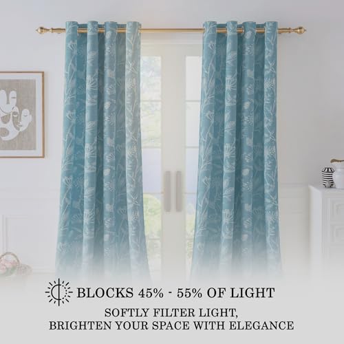 Image of Story@Home Long Door Curtains 9 Feet Long Set of 2 | Floral Printed | Bohemian Cotton Curtain | Light Filtering Curtains for Living Room, Bedroom | (116 X 275 Cm, White & Blue)