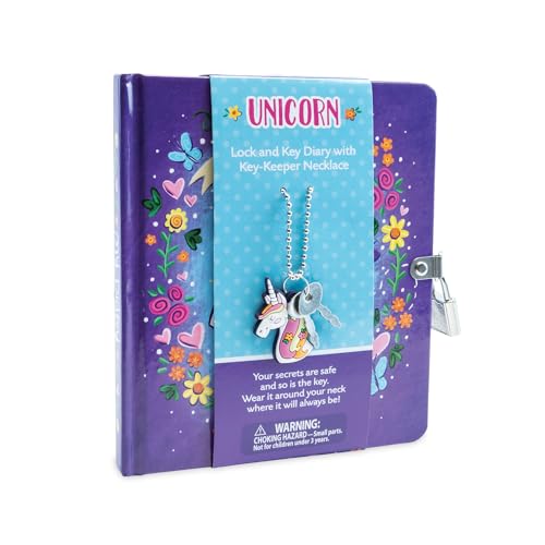 Peaceable Kingdom Unicorn Diary - 208 páginas rayadas con candado y llave miniatura 1