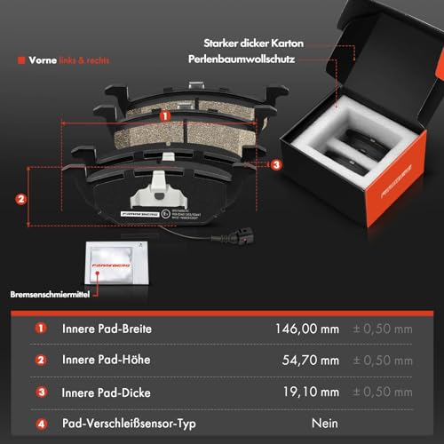 Frankberg 4x Bremsscheiben + 8x Bremsbeläge Mit bremsenschmiermittel Vorderachse Hinterachse Kompatibel mit Golf IV 1J1 1997-2005 A3 8L1 1996-2003 Polo 9A 9N 2001-2009 Replace# 1J0615301D