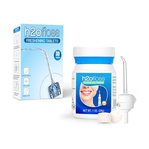 Breath Freshening Water Flosser Refill Tablets with H2ofloss Portable Oral Irrigator Dedicated Nozzle – Cinnamon Flavor for All-Day Freshness and Gum Health (30 Tablets) Cover