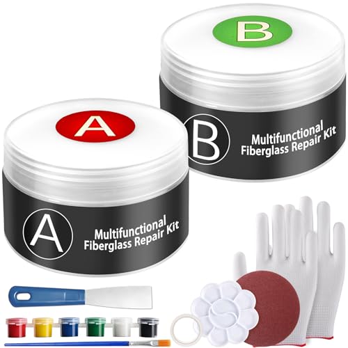 Fiberglass-Boat-Repair-Kit Gel-Coat-Repair-Kit Marine -Fiberglass-Repair-Kit for Boats Epoxy Filler for Boats Fiberglass Repair Kit Fix Holes Chips Scratches Deep Cracks-Color Match