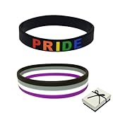 LGBTQ Zubehör Asexualität Stolz Armband 2 stücke mit Geschenkbox, Transgender Sachen Gay lesbische Bisexuelle Geschenke für Paar Männer Frauen Teen Valentinstag