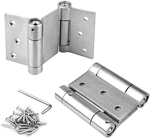 Ranbo 304 Stainless Steel Ball Bearing Heavy Duty Double Action Spring Loaded Door Swing gate Hinge for Saloon Western Bar Pub Swinging Café Doors(1 Pair) Thickness:3 mm (3 inch)