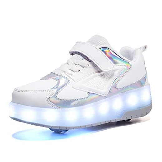 Zapatos con Ruedas para Niña y Niños LED Luces Luminosas Zapatillas con Ruedas USB Carga Automática Rueda Patines Aire Libre y Deporte Gimnasia Running Zapatos de Skateboard