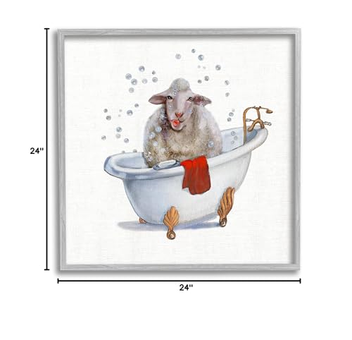 Image of 'Shaggy Sheep in Bubble Bath Playful Farm'| Framed Giclee Art | Stupell Industries | Gray, 24 x 24 Inches, Easy to Hang and Sturdy, Made in USA, by Donna Brooks