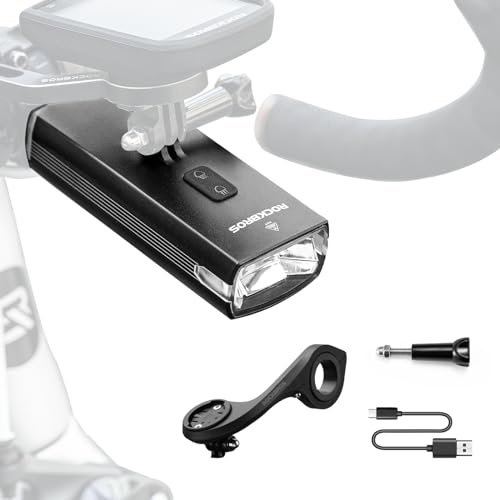ROCKBROS Lampka Rowerowa Ładowana przez USB, przednia Latarka Rowerowa 3000 Lumenów, Jasna Dioda LED z 6 Stałymi Trybami, Wodoodporność IPX6