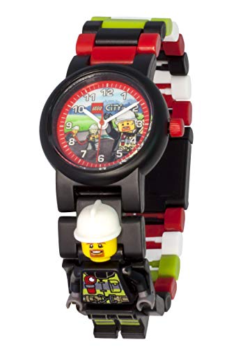 Image of LEGO Kid's Analog Watch Set Minifigure Link City Fire Fighter 802159