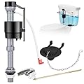 Houpeoro Universal Toilet Flusher Replacement Kit, Fill Valve, 2-Inch Flapper, Toilet Handle Lever, Adjustable, Quiet, Easy to Install, Complete Toilet Parts Inside Tank Kit (Black, 1-Pack)