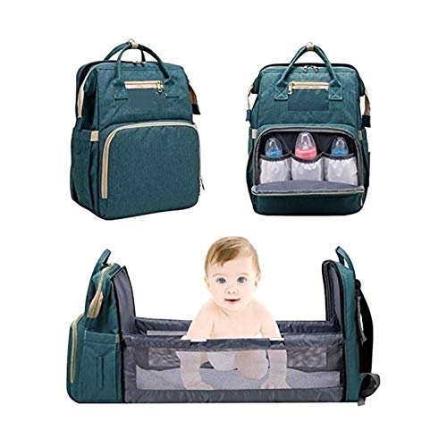 3 In 1 Wickeltasche Rucksack,wasserdichte Reisewindeltasche mit Großer Kapazität,Multifunktionaler Faltbarer Wickeltisch für Babybetten