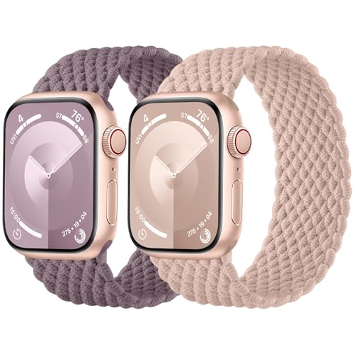 Charlam 2 Pack Braided Straps Compatible with Apple Watch Strap 40mm 41mm 38mm 42mm (Series 11 10) for Women Stretchy Nylon Sport Elastic Band for iWatch SE Series 11 10 9 8 7 6 5 4 3 2 1 SE 3 SE 2