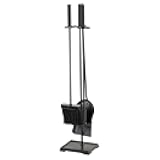 Harper Fireplace Tool Set in Black - Includes Brush, Shovel, Fire Poker, and Stand - Steel Construction