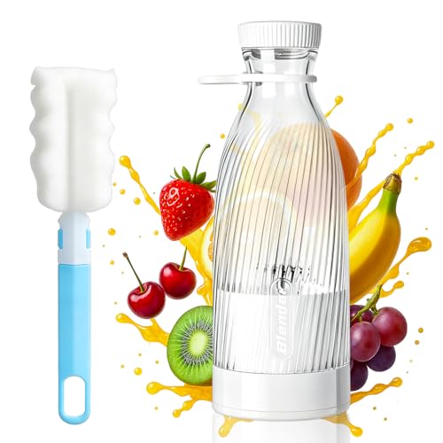 500ML Cordless Portable Juicer Mini Portable Blender with 6 Blades Fresh Juice Blender bottle with A Brush for Travel Outdoor Gym Office Fruit Smoothies and Shakes