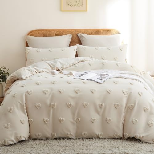 Lanqinglv Beige Bed Linen 200 x 220 cm Boho Tufted Exquisite Handmade