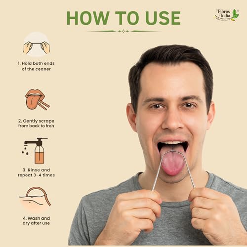 Image of Fibres India Steel Tongue Cleaner, Kids & Adults, Pack of 4 | Basic