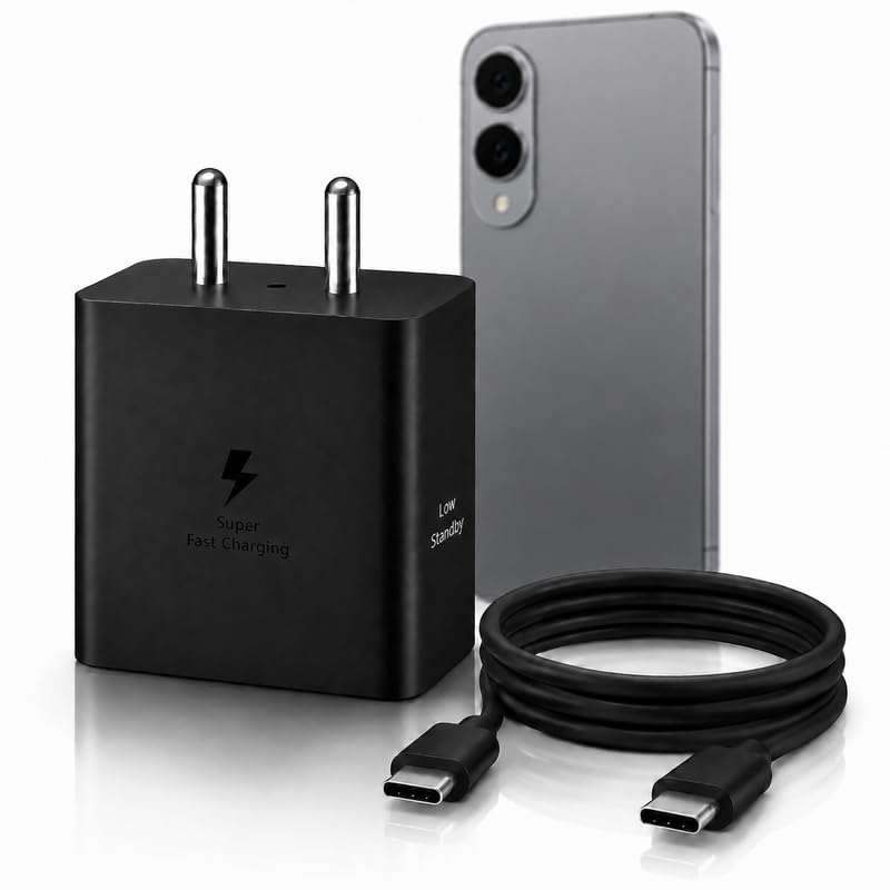 Image of 45W C-Type Fast Charger Adapter and 1meter USB-C Cable Compatible with Samsung Galaxy S26+ /S26, S25 /S25+ /S25 Edge, S24, S23 Ultra, Z Fold8, Z Flip8, A57, M56, Tab S10 Series 45 watt Charging Adaptor