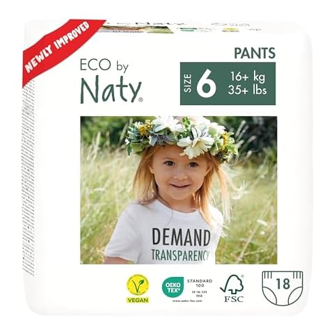 Eco by Naty Pull Ups - Hypoallergenic and Chemical-Free Training Pants, Highly Absorbent and Eco Friendly Pull Ups for Boys and Girls - Size (6) 4T-5T (35+ lbs) – 18 Count Cover