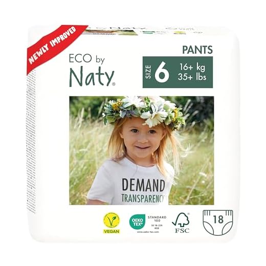 Eco by Naty, Pants, Talla/Tamaño 6, 18 pañales, 8-15kg, Pañales Pants Ecológicos Premium Hechos A Base de fibras Vegetales. sin Sustancias Nocivas