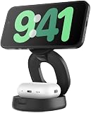 Belkin Wireless Portable Charger, 2-in-1 Convertible Wireless Charging Station 15W, MagSafe-Compatible Qi2 Charger for iPhone 16 & AirPods with Weighted Non-Slip Base, 30W Charger Included - Black - 4