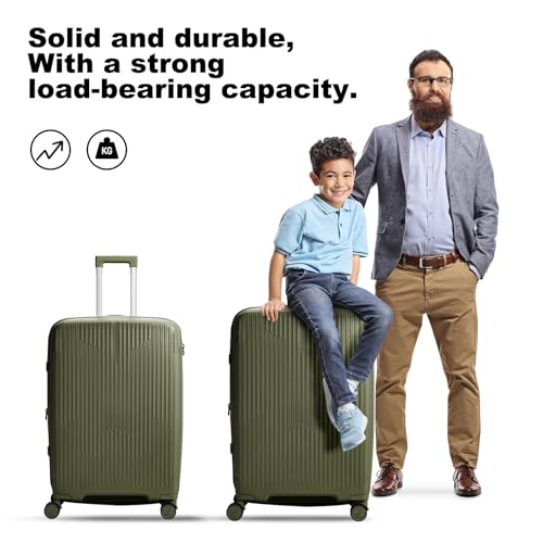 Nazhura Luggage Set, 3-Piece Hardside Suitcase Set, 20-inch Carry On, 24-inch, 28-inch Luggage (Oliver Green) - Thumbnail 6