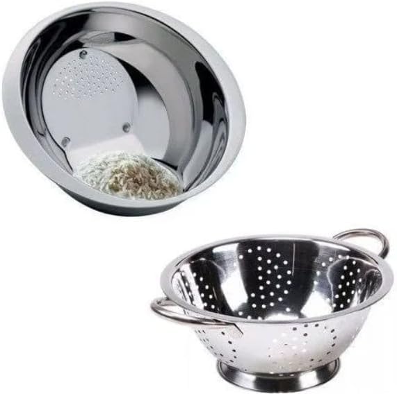Kit Conjunto Escorredor De Massa e Macarrão 24cm com Alça em Inox...