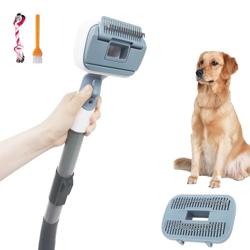 IZSOHHOME Hunde Katzenbürste mit 2 Wechselköpfen,Fellpflege-Bürste gegen Haare & Unterwolle,Staubsauger-kompatibel (32mm/35mm),Massagefunktion für lang,kurzhaarige Tiere