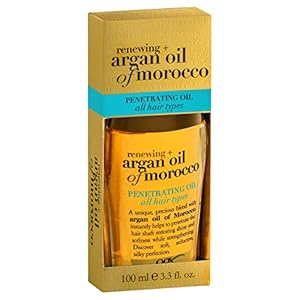 OGX Renewing + Argan Oil of Morocco, Cold-Pressed Argan Oil for Hair Penetrating Treatment & Shine, Moisturizing & Strengthening Silky Oil for All Hair Types, Paraben & Sulfate Free, 3.3 fl oz