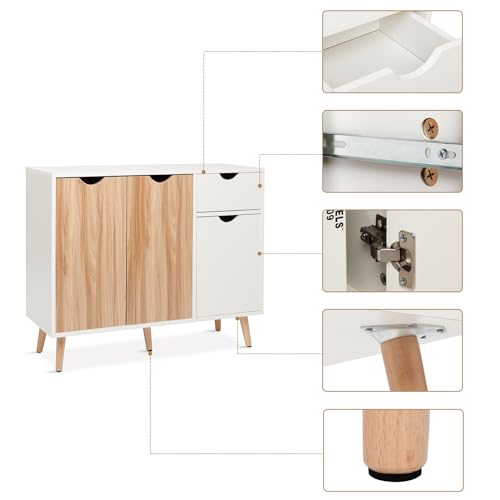 glatte Metallführungen für reibungsloses Gleiten - Detailansicht von Mondeer Sideboards Kommode Schubladen Tests –...