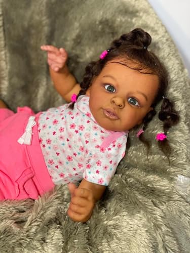 Muñeca Reborn Bebé Negra 23 Pulgadas Cuerpo Suave Realista miniatura 2