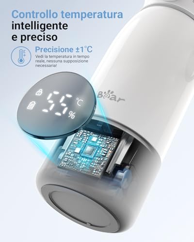 Bear Scaldabiberon Portatile, Scaldabiberon Elettrico A Riscaldamento Rapido Senza Bpa, Grande Capacità Di 500 Ml Per Latte Materno E Acqua, Per Auto, Campeggio E Viaggi - 6