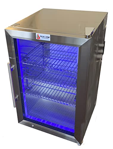 Mont Alpi Built-In 32-Inch 4-Burner 63000 Btu Built-In Stainless Steel Outdoor Kitchen Gas Barbecue Island Grill + 2.7 Cubic Ft Glass Door Compact Refrigerator + Charcoal Tray & Griddle Plate Combo #TOP2