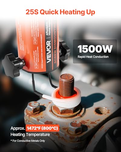 VEVOR Induktionsheizgerät zum Entfernen von Schrauben, 1500 W, magnetisches Induktionsheizgerät-Set, Heizgerät zum Entfernen von rostigen Schrauben, Autowerkstatt-Reparaturwerkzeuge mit 8 Spulen