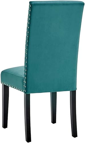 Miniatura 5 de Modway Parcel Performance - Juego de 2 sillas auxiliares de terciopelo para comedor, color verde azulado