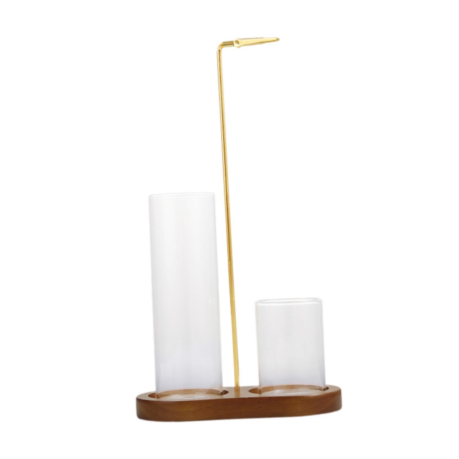 Incensiere Multifunzione Porta Bastoncini Supporto Cenere Decorazione Ambiente in Vetro E Legno Adatto per Camere da Letto Uffici Soggiorni, Marrone