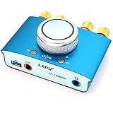 WINGONEER Lepy LP-168mini Bluetooth 4.2デジタルオーディオアンプ50Wx2 HiFi Amp TPA3116 AUX/USB/Bluetooth +電源 - ブルー