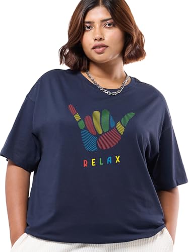 T-shirt pur coton femme col rond Bewakoof anti transpiration et doux