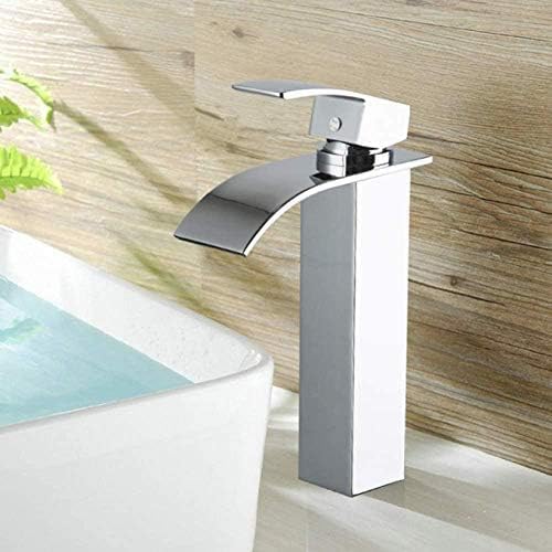Kitchen Taps Faucet Chrome Polished Bathroom Deck Mounted Basin Sink Mixer Tap Waterfall Single Lever