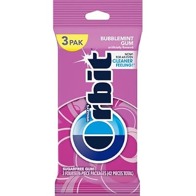 ORBIT Bubblemint Chewing Gum Sugar Free, 6 Packs of 14-Pieces (42 Total Pieces)