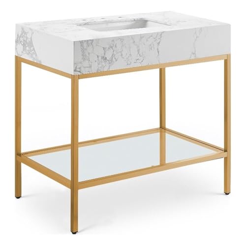 Meridian Furniture 406White-36 Marmo Collection Modern | Contemporary Bathroom Vanity