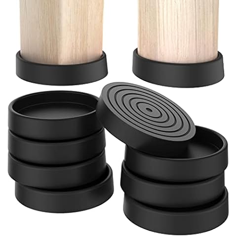 Furniture Coasters, Furniture Caster Cups - Non Slip Furniture Pads Hardwoods Floors - Non Skid Furniture Grippers, Round Silicone Furniture Feet Caps, (Black, 8Pcs 3") Cover