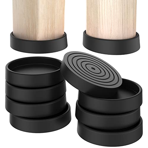 CHWM Furniture Coasters, Furniture Caster Cups - Non Slip Furniture Pads Hardwoods Floors - Non Skid Furniture Grippers, Round Silicone Furniture Feet Caps, (Black, 8Pcs 3")