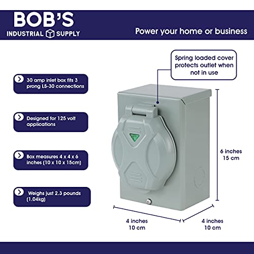 Bisupply Generator Inlet Box,  30 Amp 3 Prong Power Inlet Box,  L5-30P 125V Generator Connection Box With Light Indicator #TOP3