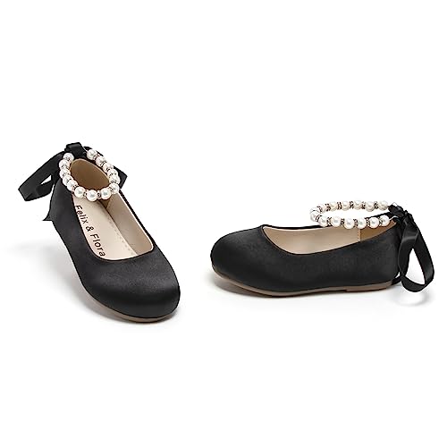 Image of Felix & Flora Girls Toddler Little Ballet Shoes - Flower Girls Mary Jane Flats Dress Shoes Party Wedding