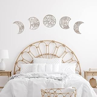 Jetec 5 Pieces Moon Phase Wall Hanging Decor Wooden Moon Wall Art Nordic Moon Phases Wall Art Moon Decor for Room Bar Ornament (Vintage Color)